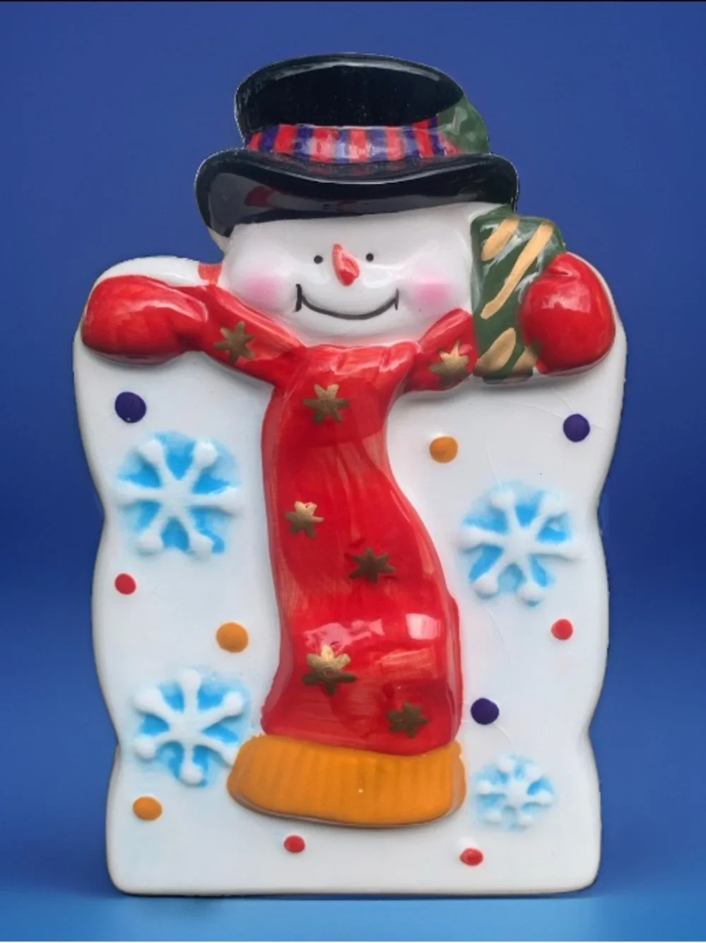 Ceramic Snowman Decorative Candy Dish / Votive Holder / planter / pen holder